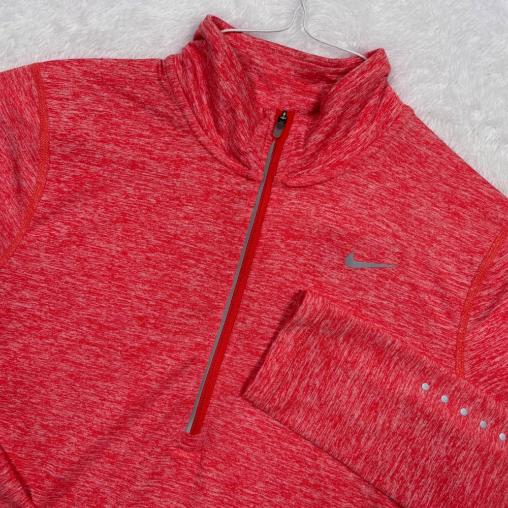 Nike Running 1/2 Zip Dri-Fit Elements Pullover Women S Heather Red Thumb Holes